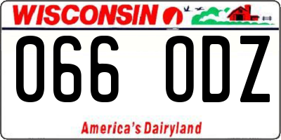 WI license plate 066ODZ