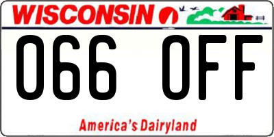 WI license plate 066OFF