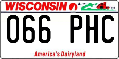 WI license plate 066PHC