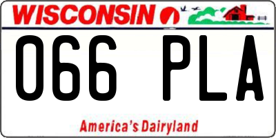 WI license plate 066PLA
