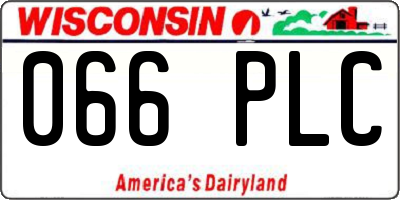 WI license plate 066PLC