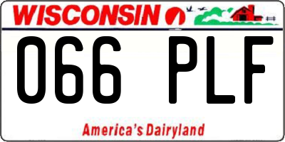 WI license plate 066PLF