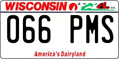 WI license plate 066PMS