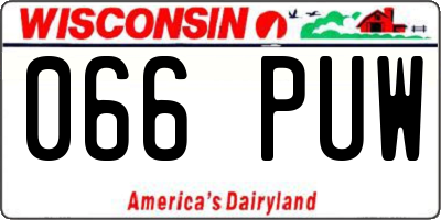 WI license plate 066PUW