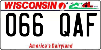 WI license plate 066QAF