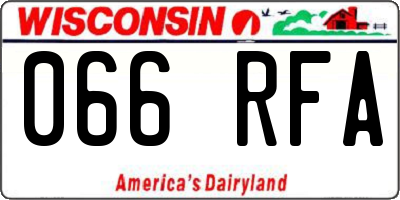 WI license plate 066RFA