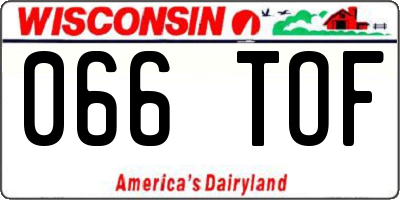 WI license plate 066TOF