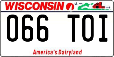 WI license plate 066TOI