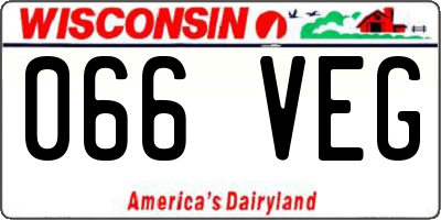 WI license plate 066VEG