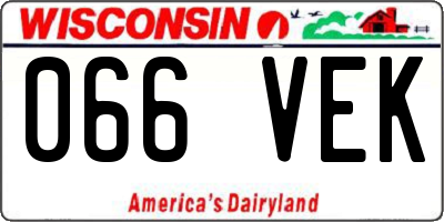 WI license plate 066VEK