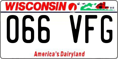 WI license plate 066VFG
