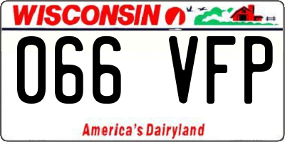 WI license plate 066VFP