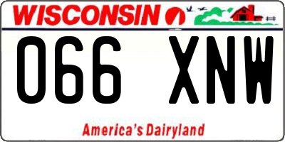 WI license plate 066XNW