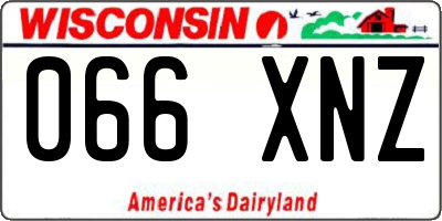 WI license plate 066XNZ
