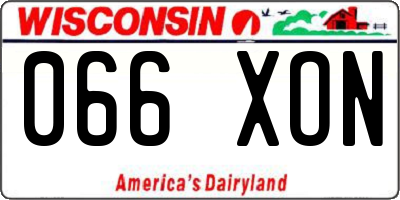 WI license plate 066XON