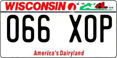 WI license plate 066XOP