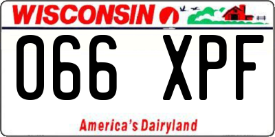 WI license plate 066XPF