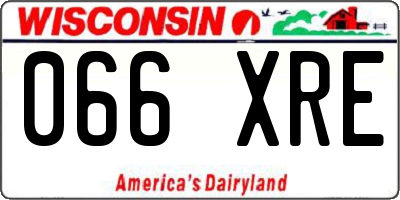 WI license plate 066XRE