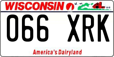 WI license plate 066XRK