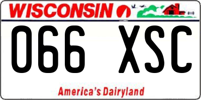 WI license plate 066XSC