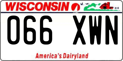 WI license plate 066XWN
