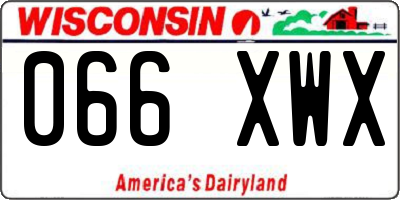 WI license plate 066XWX