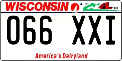 WI license plate 066XXI