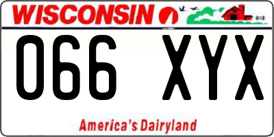 WI license plate 066XYX