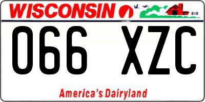 WI license plate 066XZC