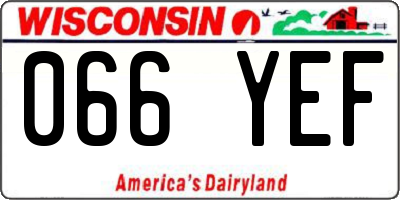 WI license plate 066YEF