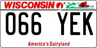 WI license plate 066YEK