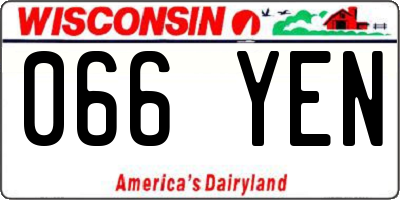 WI license plate 066YEN