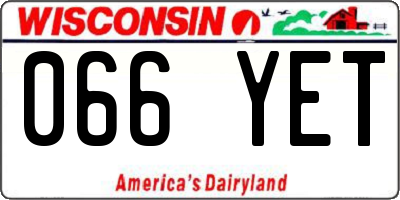 WI license plate 066YET