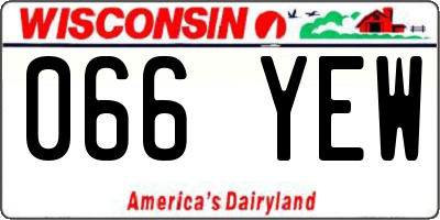 WI license plate 066YEW