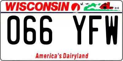 WI license plate 066YFW