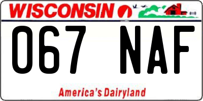 WI license plate 067NAF