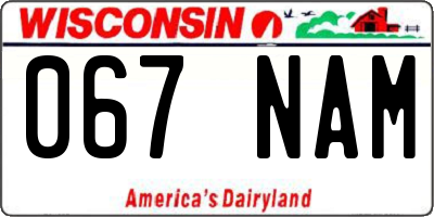 WI license plate 067NAM