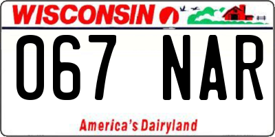 WI license plate 067NAR