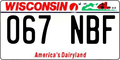 WI license plate 067NBF