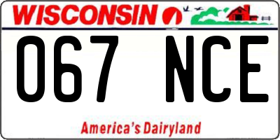 WI license plate 067NCE