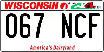 WI license plate 067NCF