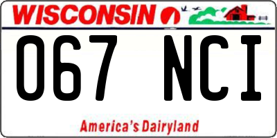 WI license plate 067NCI