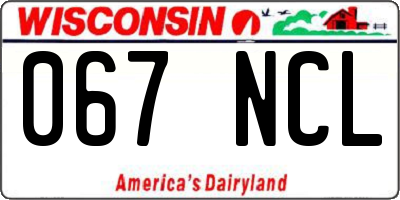 WI license plate 067NCL