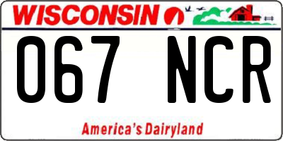 WI license plate 067NCR