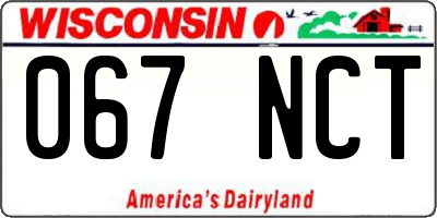 WI license plate 067NCT