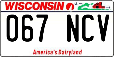 WI license plate 067NCV