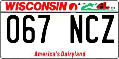 WI license plate 067NCZ