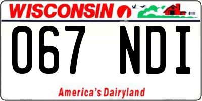 WI license plate 067NDI