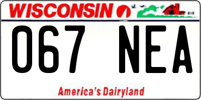 WI license plate 067NEA