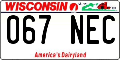 WI license plate 067NEC